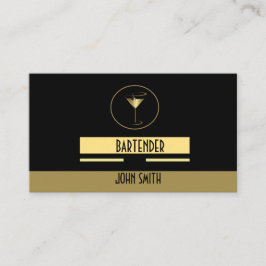 Classy Simple Gold Logo Bartender Visitekaartje