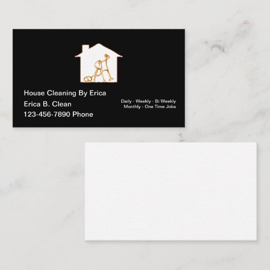 Classy Simple House Cleaning Service Visitekaartje (Voorkant / Achterkant)