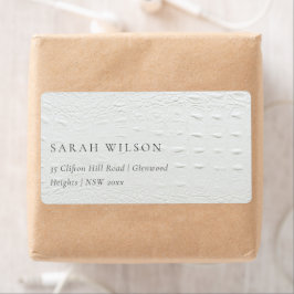 Classy Simple Ivory White Leather Texture Address Etiket