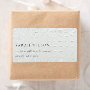 Classy Simple Ivory White Leather Texture Address Etiket