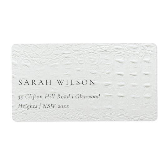 Classy Simple Ivory White Leather Texture Address Etiket (Voorkant)