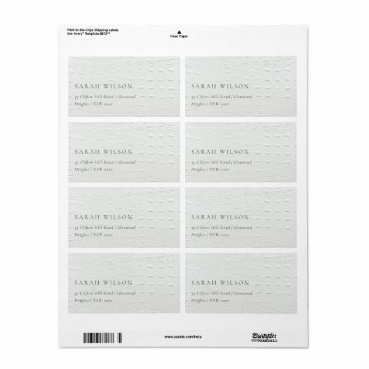 Classy Simple Ivory White Leather Texture Address Etiket (Full Sheet)