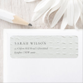 Classy Simple Ivory White Leather Texture Address Etiket