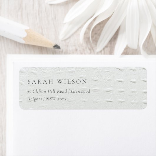Classy Simple Ivory White Leather Texture Address Etiket (Insitu)