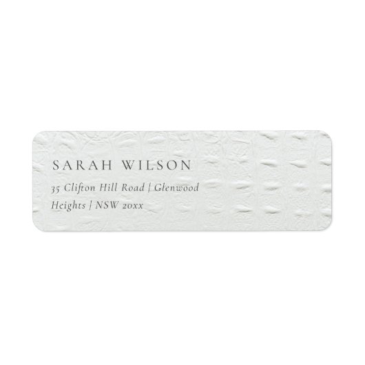 Classy Simple Ivory White Leather Texture Address Etiket (Voorkant)