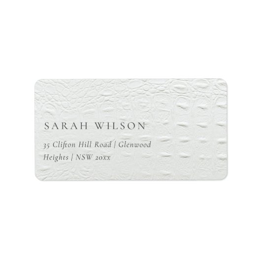 Classy Simple Ivory White Leather Texture Address Etiket (Voorkant)
