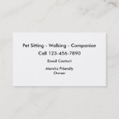 Classy Simple Pet-service Visitekaartje (Achterkant)