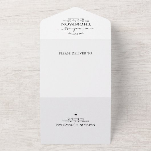 Classy Simple Photo Heart Script Weddenschap All In One Uitnodiging (Buitenkant)