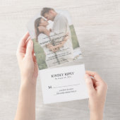Classy Simple Photo Heart Script Weddenschap All In One Uitnodiging (Afscheurbaar)