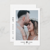 Classy Simple Photo Script met Heart Wedding Bedankkaart (Voorkant / Achterkant)