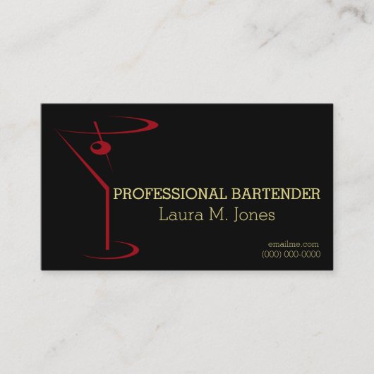 Classy Simple Red Martini Bartenders Visitekaartje (Voorkant)