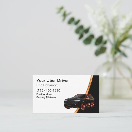 Classy Simple Uber Driver Ride Hailing  Visitekaartje (Staand voorkant)