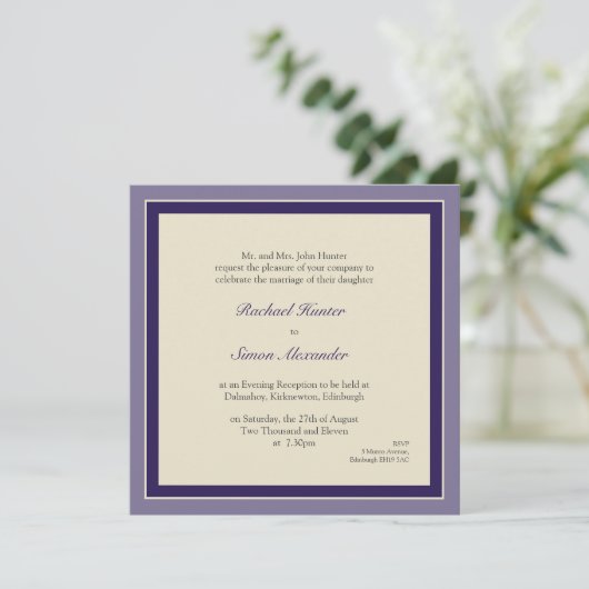 Classy Simple Wedding Invitation - Paars Kaart (Staand voorkant)