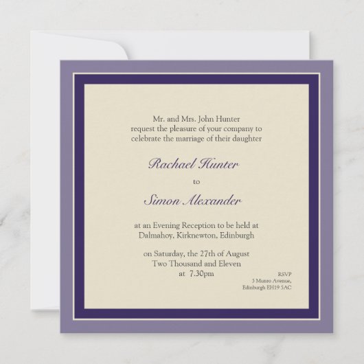 Classy Simple Wedding Invitation - Paars Kaart (Voorkant)