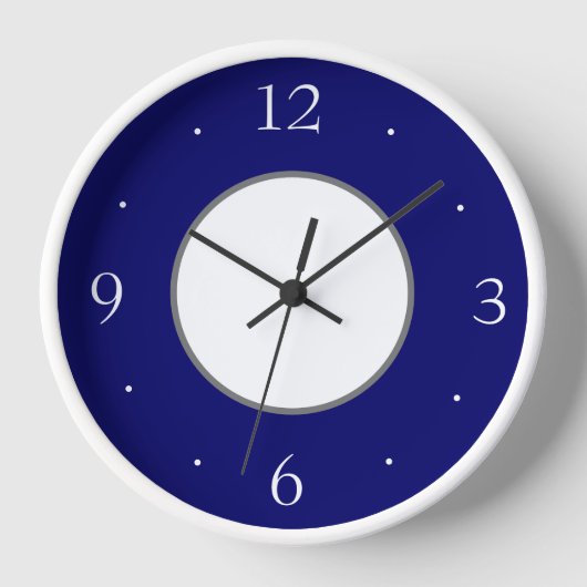 Classy Simplistic Blue en White Kitchen Clock (Voorkant)