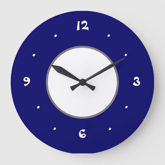Classy Simplistic Blue en White Kitchen Clock Grote Klok (Voorkant)