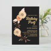 Classy Sinaasappel Bloem Botanisch Goud Zwart Verj Kaart (Staand voorkant)