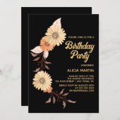 Classy Sinaasappel Bloem Botanisch Goud Zwart Verj Kaart (Voorkant / Achterkant)