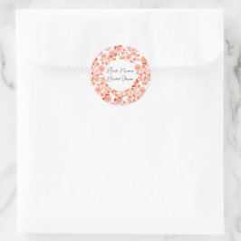 Classy Sinaasappel Bloemen Print Vrijgezellenfeest Ronde Sticker