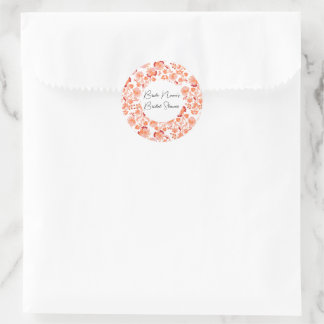Classy Sinaasappel Bloemen Print Vrijgezellenfeest Ronde Sticker