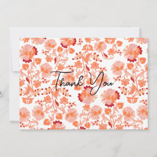Classy Sinaasappel Bloemen Print Wallpaper Dank u Bedankkaart