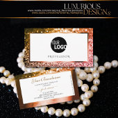 Classy Sinaasappel Roze Ombre Glitter Wit Toevoege Visitekaartje