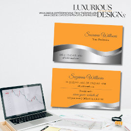 Classy Sinaasappel Wavy Silver Decor Inspires Visitekaartje