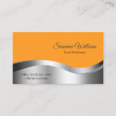 Classy Sinaasappel Wavy Silver Decor Inspires Visitekaartje (Voorkant)