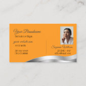 Classy Sinaasappel Wavy Silver Decor met Logo Foto Visitekaartje (Achterkant)