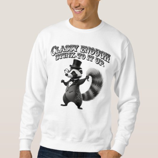 Classy Skunk in Top Hat Funny Black and White (Voorkant)