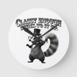Classy Skunk in Top Hat Funny Black and White Ronde Klok
