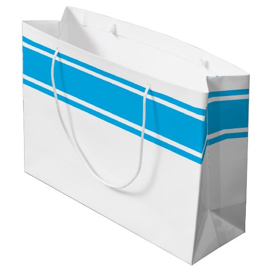 Classy Sky Blue Top Edge Racing Stripes op wit Groot Cadeauzakje (Achterkant Gekanteld)