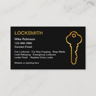 Classy slotenmaker Golden House Key Design Visitekaartje