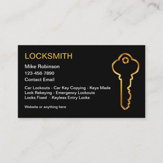 Classy slotenmaker Golden House Key Design Visitekaartje (Voorkant)