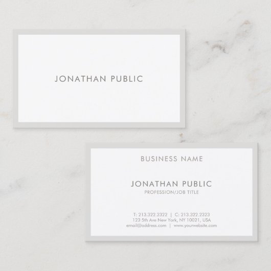 Classy Smart Modern Elegant Minimalistisch Plain Visitekaartje (Voorkant / Achterkant)