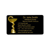 Classy Snake Bowl Hygieia Gold Caduceus Medical Etiket (Voorkant)