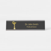 Classy Snake Bowl Hygieia Gold Medical Caduceus Bureau Naambordje (Voorkant)