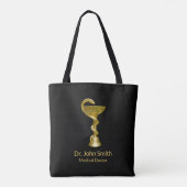 Classy Snake Bowl Hygieia Medical Gold Caduceus Tote Bag (Achterkant)
