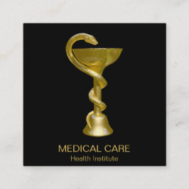 Classy Snake Bowl Hygieia Medical Gold Caduceus Vierkante Visitekaartje