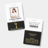Classy Snake Medical Bowl Hygieia Gold Foto ID Badge (Front & Back)