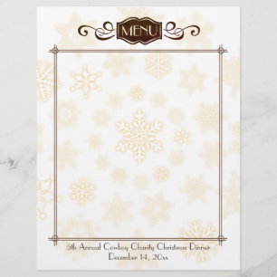 Classy snewflake-kerstfeestmenu letterhead