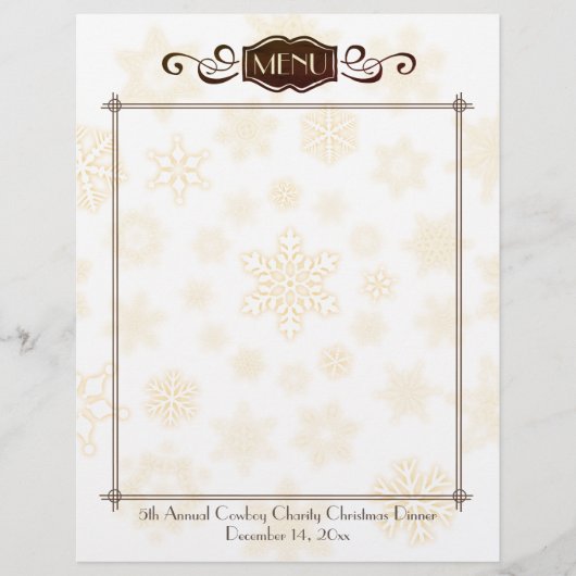Classy snewflake-kerstfeestmenu letterhead (Voorkant)
