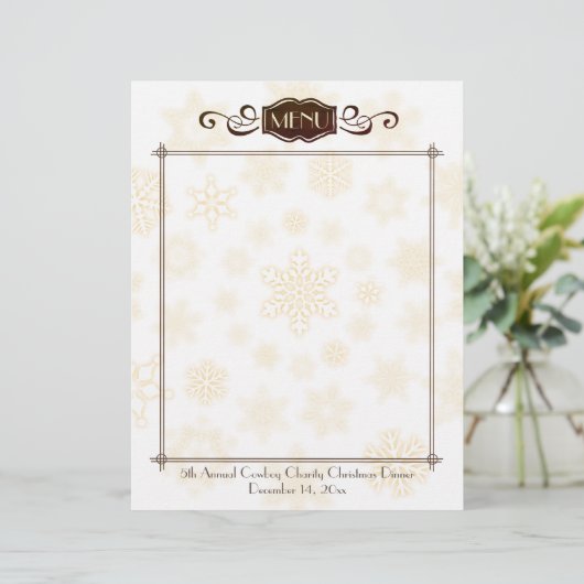 Classy snewflake-kerstfeestmenu letterhead (Staand voorkant)