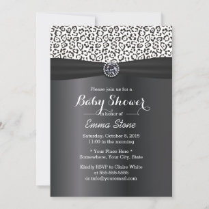 Classy Snow Leopard Print Baby shower Kaart