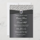 Classy Snow Leopard Print Black Ribbon Wedding Kaart (Voorkant)