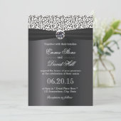 Classy Snow Leopard Print Black Ribbon Wedding Kaart (Staand voorkant)