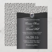 Classy Snow Leopard Print Black Ribbon Wedding Kaart (Voorkant / Achterkant)