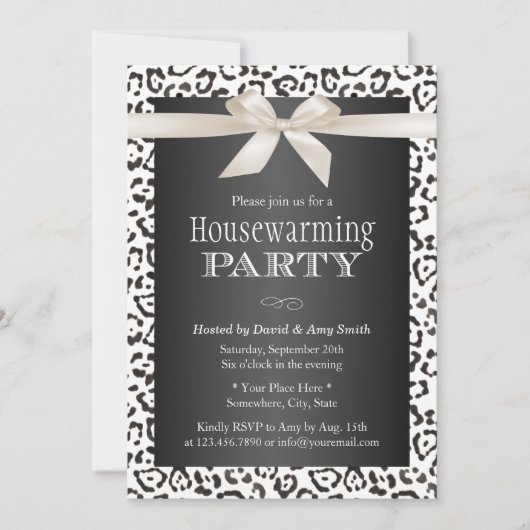 Classy Snow Leopard Print Housewarming Party Kaart (Voorkant)