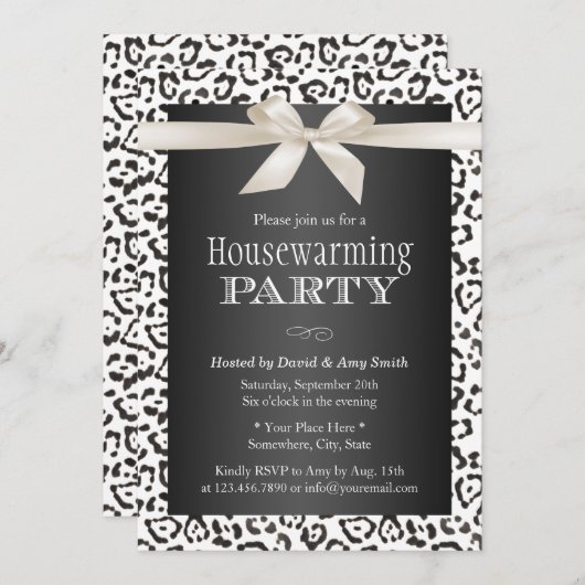 Classy Snow Leopard Print Housewarming Party Kaart (Voorkant / Achterkant)