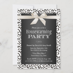 Classy Snow Leopard Print Housewarming Party Kaart